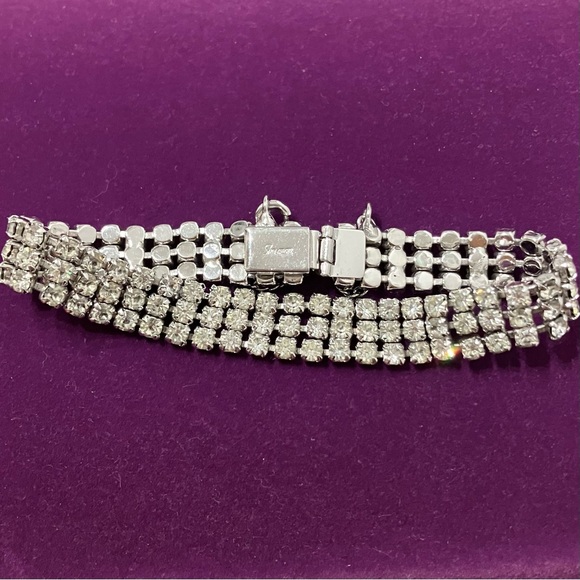 Vintage Signed Sherman Crystal Tennis Bracelet - Picture 5 of 9